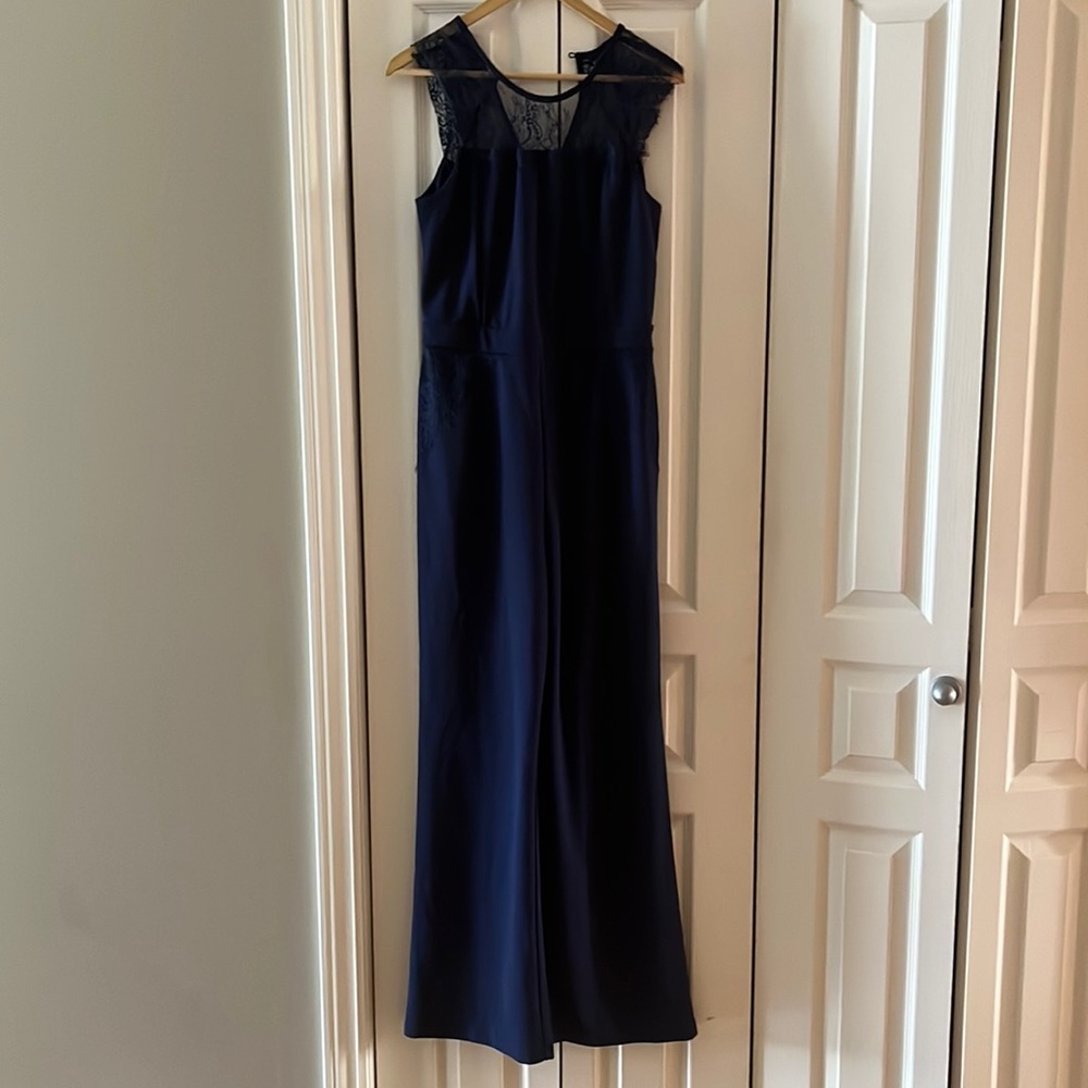 Beautiful Navy Jumpsuit Dex with laced neck